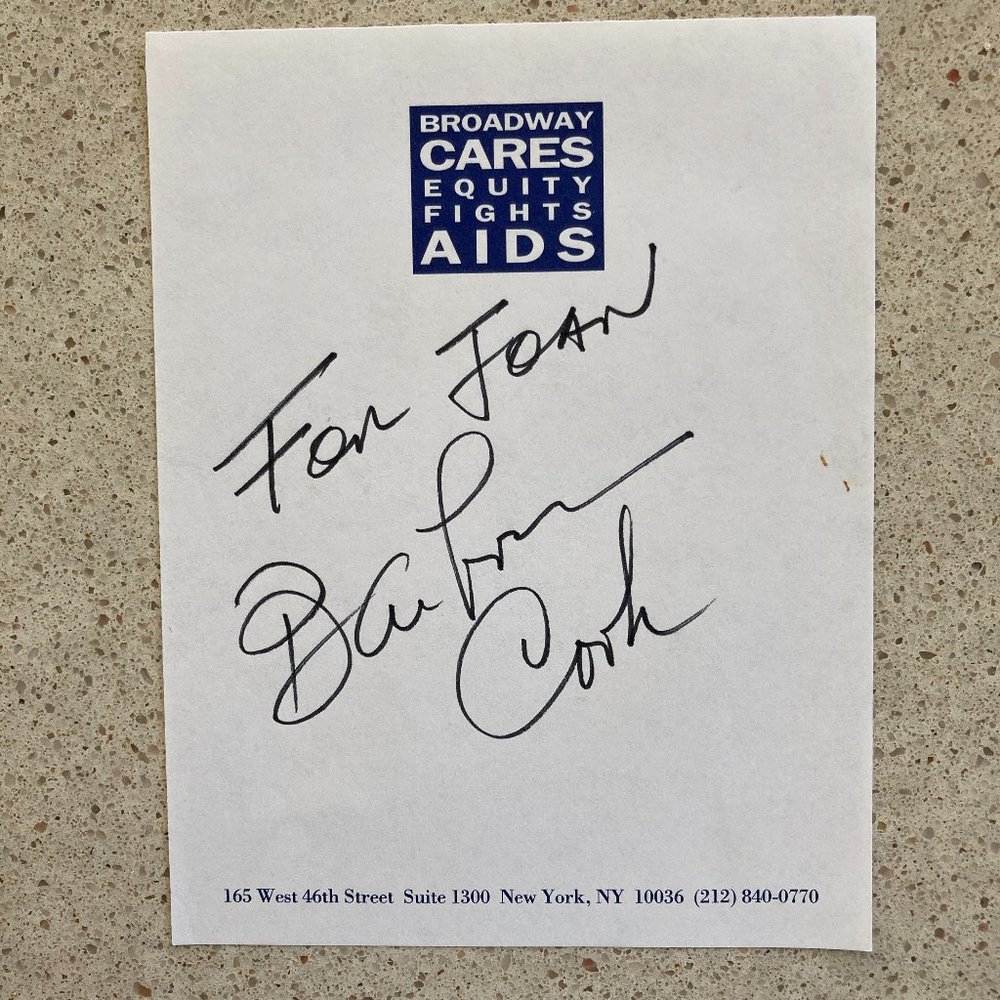 Barbara Cook Signed Inscribed BCEFA Paper 4 1/2 X 5 1/2” Broadway The Music Man